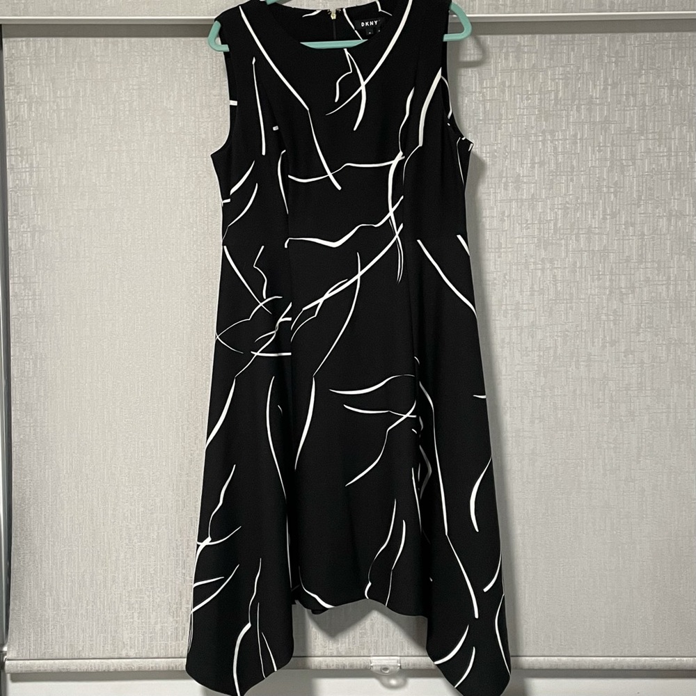 DKNY Black Dress with White Line Detailing
